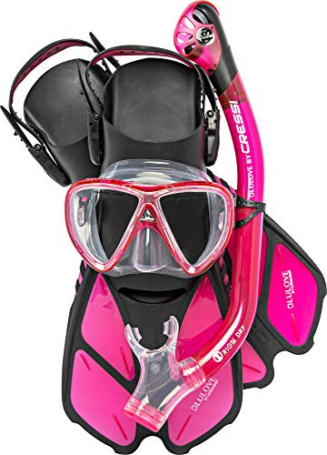 Cressi Ocean Set Snorkeling Sets, Translucent Pink, L/XL