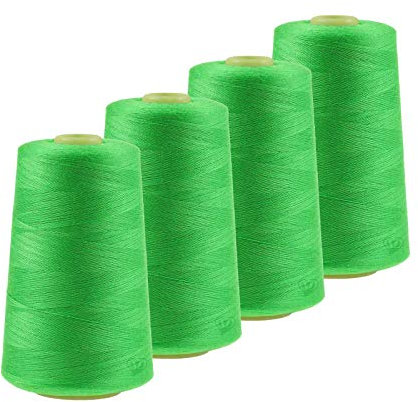 4 x 4572m Qualitäts Overlock-Garn Oeko-Tex Overlock-Nähgarn Farben 581 bis 620, Farbe:A597 gelbgrün