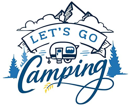 Samunshi® Let's Go Camping Schriftzug Aufkleber Sticker Autoaufkleber Scheibenaufkleber Motorradaufkleber - 20x16,6cm hellblau