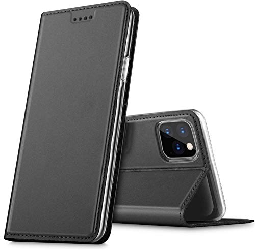 Verco Handyhülle für iPhone 11 Pro Max, Premium Handy Flip Cover für Apple iPhone 11 Pro Max Hülle [integr. Magnet] Book Case PU Leder Tasche (6,5 Zoll), Schwarz