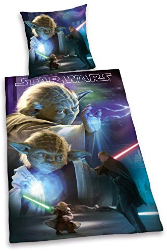 Star Wars Bettwäsche glatt Übergrösse Jedi Yoda Luke Schwert Lucasfilm 155 x 220 cm NEU Wow - All-In-One-Outlet-24 -