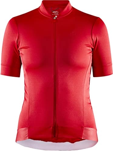Craft CORE Essence Damen Fahrradtrikot M Bright Red – Funktionsshirt eng anliegend, atmungsaktiv & weich – Kurzarm Sportshirt mit Reißverschluss & Rückentaschen