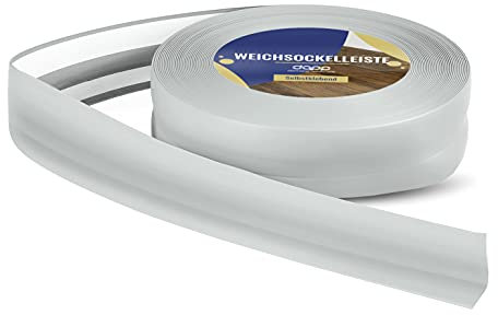 DQ-PP WEICHSOCKELLEISTE | 75m (3x25m) | grau | 32x23mm | PVC | selbstklebend | Knickwinkel Fussleisten Gummileiste Sockelleiste Winkelprofil Abschlussleiste Bodenleiste