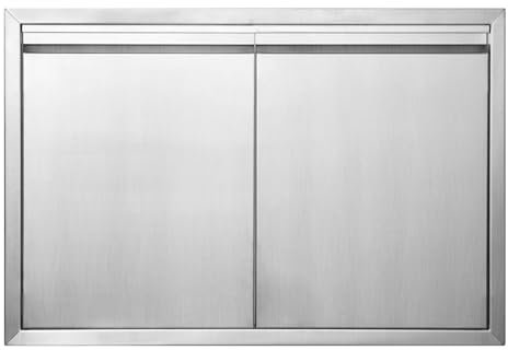 JIE JIN BBQ Access Door 35 W X 24 H Outdoor Kitchen Doors Double Doors Thickened 304 Stainless Steel Outdoor Kitchen Accessories Door for Indoor/Outdoor Kitchen Outdoor Cabinet BBQ Island