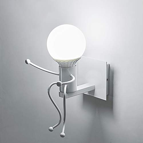 Mengjay Retro Wandbild Innenarchitektur von Roboter Vintage Lampe Wandbild Industriestil Wandleuchte E27 für Bar Zimmer zu Schlafzimmer Küche Restaurant Café Korridor (Weiß)