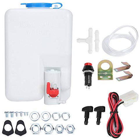 Yctze Kit de Botella de Lavado de Parabrisas, Bomba de Lavado Universal de 12 V, Kit de Botella de Lavado de Vidrio de Parabrisas de Coche, Herramienta de Limpieza 160186