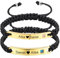 MeMeDIY Personalisiertes Armband Passende Armbänder für Paare Eingravierter Name Text Datum Verstellbares Handgefertigtes Geflochtenes Seil Armband Individuelles Edelstahl Schild (A4)