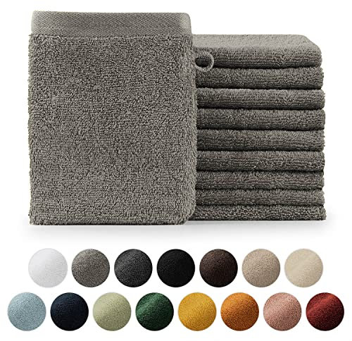 Blumtal Premium Frottier Waschlappen Set 10 teilig 100% Baumwolle - Oeko-TEX zertifizierte Waschlappen 10x (15x20 cm) - Ultra saugstarkes Frottier Seiftücher Set waschbar °60 - Seiflappen Grau