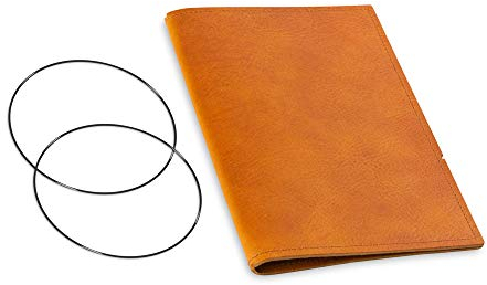 A5, revolutionäres, nachhaltiges X17-Konzept für Notizbuch, Personal Organizer und Terminplaner/Hülle für 1 Heft! Belgisches Leder hell- braun, cognac, Made in Germany, 17 Jahre Garantie*