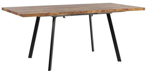 Beliani Esstisch Hellbraun mit Metallgestell Schwarz 140x90 ausziehbar Rustikal Harlow