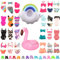BARWA Lot de 12 maillots de bain bikini une pièce avec 2 flotteurs de piscine et 5 chaussures pour poupée de 29,2 cm