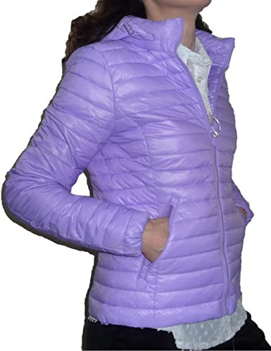 Giacca 100 grammi Leggera Foderata Avvitata Ecologica Piumino Trapuntino Cappuccio Mezza Stagione Donna Ragazza Moda (XXL 48 IT Donna, Lilla)