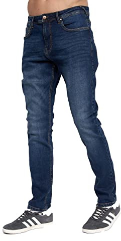 Duck and Cover - Men's Everyday Essential 'OVERBURG' Tapered Slim Fit Casual Jeans in Dark Wash (W30 / L32)