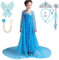 Lito Angels Eiskönigin Prinzessin Elsa Pailletten Blau Kleid mit Umhang und Zubehör für Kinder Mädchen, Verkleidung Kostüm, Größe 5-6 Jahre 116