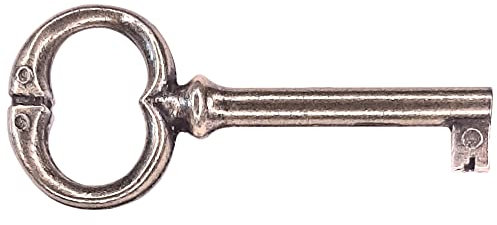 Chiave serratura antichi mobili armadio cassetti rotonda bronzata arte povera ottonata 77mm
