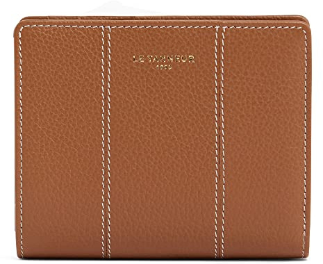 Le Tanneur, Petit Portefeuille, Porte Monnaie, en Cuir grainé, Juliette, Femme, 3 Poches Plates, Soufflet, Poche zippée Monnaie, 4 Compartiments Cartes, Poche Plate arrière, Porte Cartes, Anti RFID