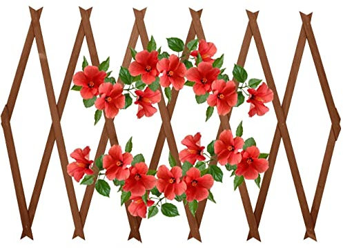 Buystarget Garden Wooden Wood Expanding Trellis Expandable Climbing Fence Panel 6ft (Brown Wooden Trellis, 180x30cm)