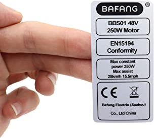 2 Stück Mittel-Motor Legal Sticker Aufkleber Typenschild 250W 48V CE BBS01 BBS01B