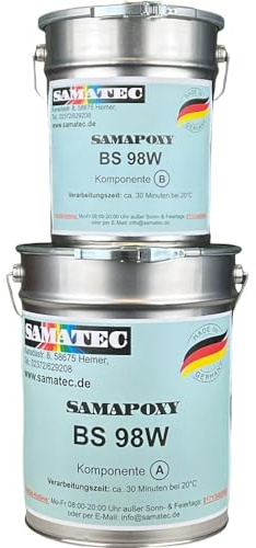 2K Bodenbeschichtung Betonbeschichtung Fliesenbeschichtung Fußbodenbeschichtung Epoxidharz - SamaPoxy BS98W 10Kg/50m² (RAL 7032 Kieselgrau)