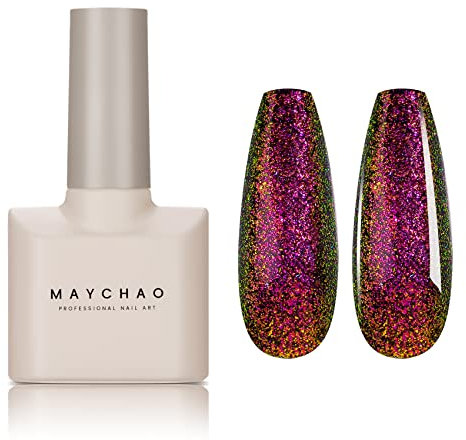 MAYCHAO 15ML Chameleon Gel Nail Polish 1Pc Purple to Yellow Nail Polish Soak Off UV LED Nail Gel Polish Nail Art Starter Manicure Salon DIY at Home, 0.5 OZ