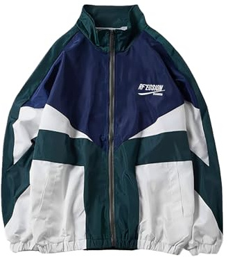 Wyeysyt Women's Y2k Jacket Zip Up Lightweight Windbreaker Jacket Varsity Oversized Sport Jacket Y2k Clothing Outerwear, Green, XL