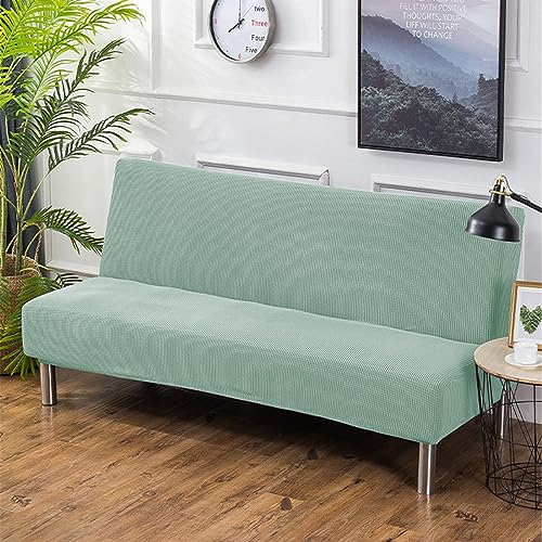 Surwin Sofabezug Ohne Armlehnen 2/3 Sitzer, Stretch Jacquard Armlose Clic Clac Sofabettüberzug Bunt Sofahusse Schonbezug Protector für Klappcouch Schlafsofa (S:160-190cm,Hellgrün)