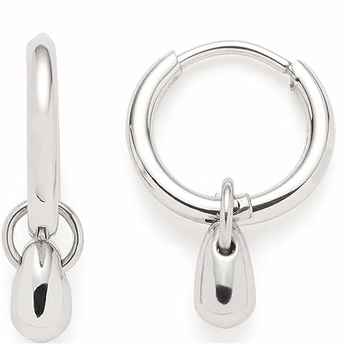 JEWELS BY LEONARDO Kreolen Ciao Amalia 1 Paar • Ohr-Ringe aus silberfarbenem Edelstahl • tropfenförmiger Anhänger • beweglich und abnehmbar • Schmuck Geschenk für Frauen • 023302