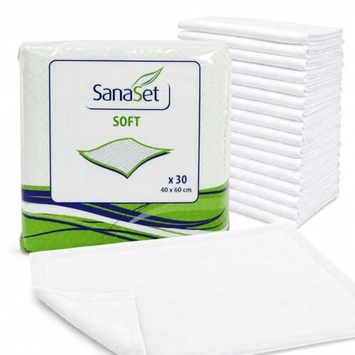 SanaSet Inkontinenzunterlagen 60x40 cm, 180 Stück, saugstark | Krankenunterlagen, Wickelunterlagen, Senioren, Babys, wasserdicht, Einweg