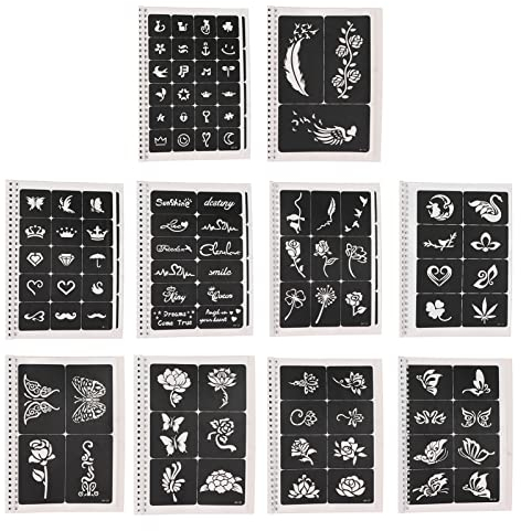 Airbrush-Tattoo-Vorlagen, 97 Muster, Wasserdicht, Wiederverwendbar, Tragbar, Temporäre Tattoos, Körperkunst, Malerei für Glitzer-Schablonen, Vorlage,