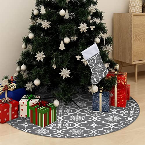 ARKEM Falda del árbol de Navidad de Lujo con calcetín Tela Gris 122cm Pie De Arbol De Navidad