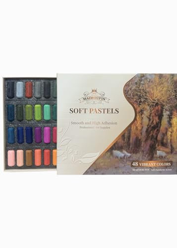 MAIMOUFIN Weiche Pastellkreide für Künstler, hohe Haftung, weiche Kreide-Pastelle mit 48 leuchtenden Farben, professionelles Kunstbedarf-Set für Pastellkreide, Zeichnen, Maler, Künstler, Anfänger,
