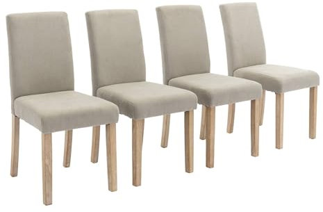 sweeek - Lot de 4 chaises Rita Velours côtelé Pieds en Bois d'hévéa cérusé