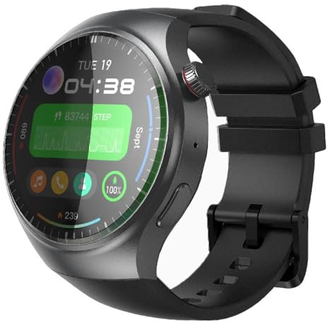 Chillitech® 4G Smart Watch, 1.43 Screen AMOLED Quad Core Fitness Tracker with GPS Navigation, Smart Crown, Large 1000mAh Battery, Answer Calls, Notifications (Black)