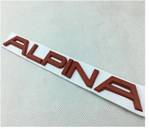 GeRRiT yzw6688 1X Metall-Alpina-Buchstaben-Emblem-Aufkleber for den Kofferraum hinten, kompatibel mit E46 E60 E90 E36 E53 E30 E34 F10 F30 1 3 5 7 Auto-Stying-Aufkleber (Color : Red)