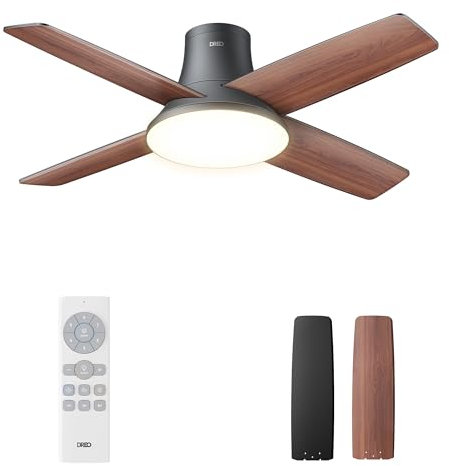 Dreo ventilatore a soffitto silenzioso con luce LED, 112 cm, reversibile, 5CCT, 6 velocità, facile da installare, timer, montaggio a superficie, controllo remoto