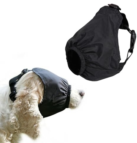 Rislobx Hunde-Augenmaske, Nylon, beruhigende Kappe für Hunde mit Angst, Haustier-Kopfwickelmaske, Maulkorb zur Fellpflege, gegen Autokrankheit (M
