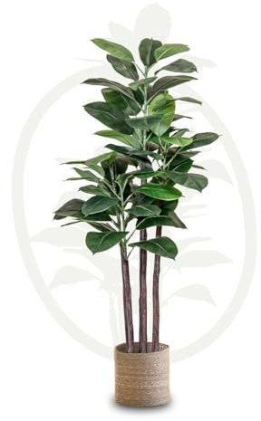 Maia Shop Plantas Artificiales Decorativas - Ficus Artificial 150 cm, Planta Artificial Realista, Decoración Hogar, Ficus Robusta, Ficus Elástica