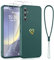Phoona Protection Complète Silicone Coque avec cœur doré pour Samsung Galaxy S24 5G 6,2 avec 2 Pièces Verre Trempé, Housse Fine Antirayures Anti jaunissement étui pour Samsung S24 Con Cordon, Vert