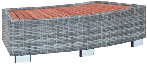 Tidyard Spa-Einstiegsstufe Spa-Einstieg Whirlpool-Einstieg Polyrattan Whirlpooltreppe Grau Poly Rattan 92×45×25 cm