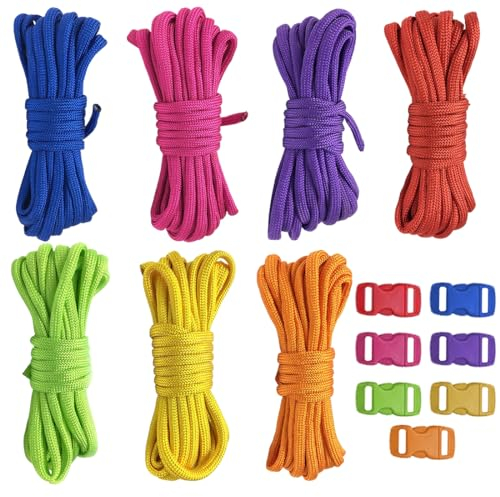 AEIOPRS 7 Pieces Paracord Bracelet Kit Parachute Cord Survival Rope DIY Hand Braided Rope Set