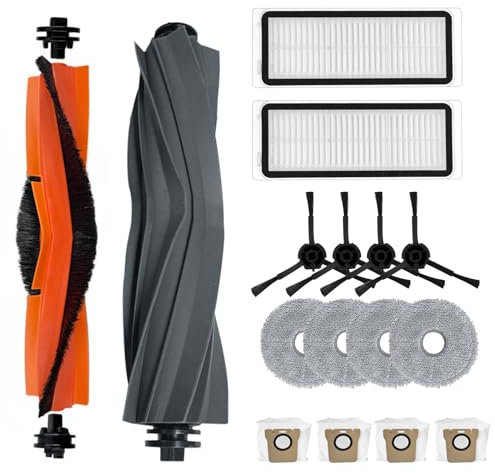 NUHFUFA 16 accesorios para aspiradora robot Dreame L20 Ultra, 4 cepillos laterales, 2 cepillos principales, 4 bolsas de polvo, 4 almohadillas, 2 filtros