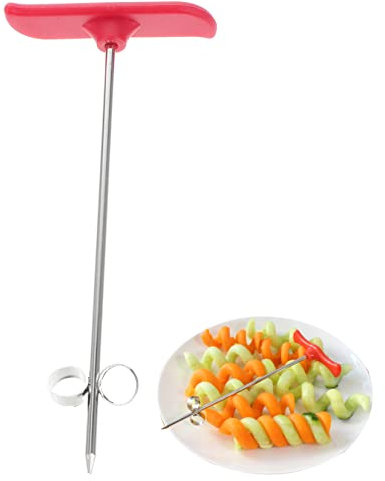 PAMINGONO herramienta para tallar vegetales herramienta de decoración de verduras rebanadora espiral de pepino mandolina de pepino cortador de verduras cuchillo giratorio de pepino rojo