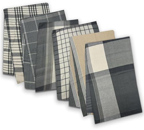 Sunshine Comforts Tea Towel Pack of 12 (50 x 70 cm) - 100% Cotton Rich Tea towels - Professional Grade Essential Dish Cloths Kitchen Restaurant Bar Glass (12, 50 x 70 cm, Grey)