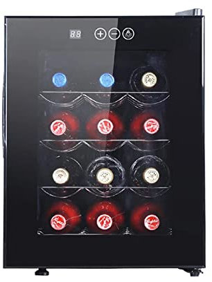 Réfrigérateur à vin de comptoir de 12 bouteilles - Cave à vin autoportante pour vin rouge, blanc, champagne ou mousseux, refroidisseur à vin à compresseur, contrôle numérique de la température, porte