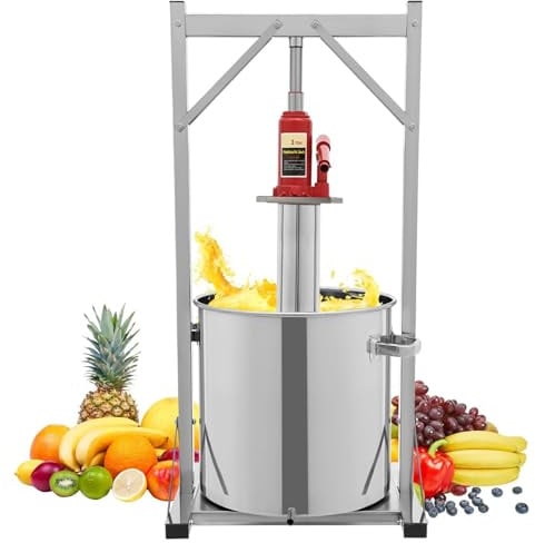 guoyjmm Obstpresse, 12/22L Obst Weinpresse, Manuelle Haushaltspresse, Hydraulische Apfelweinpresse aus Edelstahl, für Reiswein, Honig, Gemüse, Wein,12L