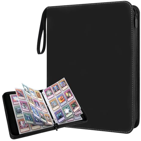 Vicloon Sammelkarten Album für 900 Karten, Sammelalbum mit 9 Taschen 50 Seiten, Wasserdicht PU Sammelkarten Ordner, Karten Binder für Spielkarten, Sportkarten, MTG, TCG, Yugioh etc.(Schwarz)
