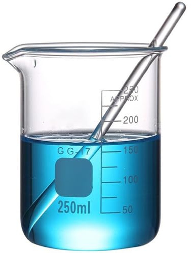 PPLDABNK Borosilicate Glass Beaker with Stirring Rod, Science Glass Beaker Set, Low Form, with Printed Scale, Glass Mixing Rod Glass Beaker, Laboratory Equipment of Various Sizes,600ml