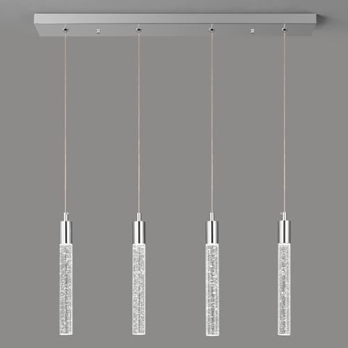 ZPBSJ Moderne Kücheninsel Pendelleuchte LED Chrom Mini Pendelleuchte Schlafzimmer Nachttisch Kleine Pendelleuchten(4-Licht)