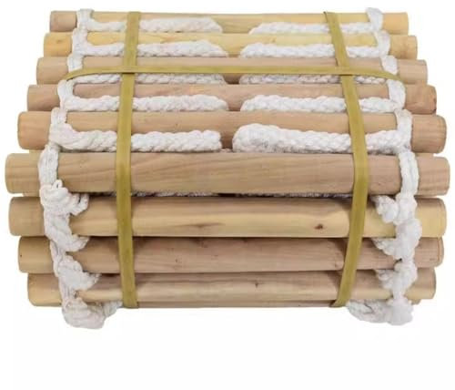 Feuerwehr-Strickleiter Für Arbeiten In Der Luft/Klettern Im Freien, Sicherheits-Holzleiter Mit Polyesterseil, Runde Stufen, Schnelleinsatz(40cm spacing,4M/13.1FT)