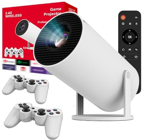 Drqzwp Consola de videojuegos retro M300 Max mejorada, proyector de juegos, + 2 controladores inalámbricos, consola de juegos retro Plug and Play, 20000 juegos clásicos, Keystone automático, 720P